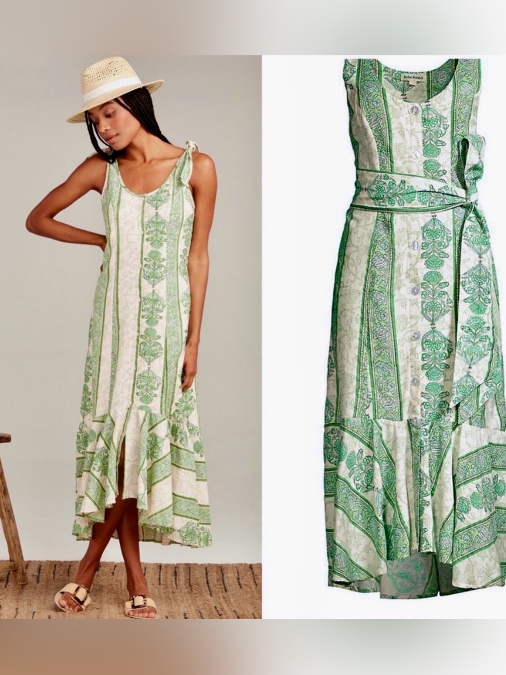 Sz S Roller Rabbit Berrino Print Sedona Midi Dress